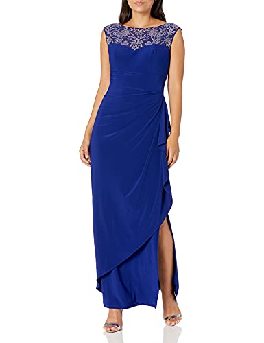 Image of Alex Evenings Women's Long Column Dress with Sweetheart Neck (Petite and Regular)
