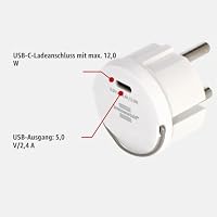 Brennenstuhl USB C Steckdosenadapter (USB Ladegerät zum Einstecken in EIN Steckdosennest, 2,4A, kompatibel mit IP44 Steckdosen und Kabeltrommeln von Brennenstuhl, flaches Design) (Packung mit 2) – Ansicht 2