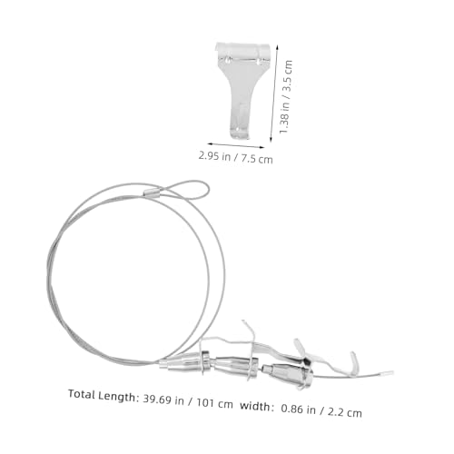 Image of Angoily 2pcs Adjustable Picture Hanging Wire System Heavy Duty Art Display Hardware for Paintings Photos and Posters Easy Installation Picture Rail Silver