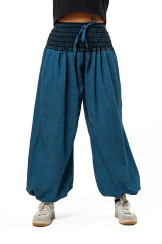 Pantalon Large Unisexe évasion Madikeri bleu à taille unique et coupe fluide unique