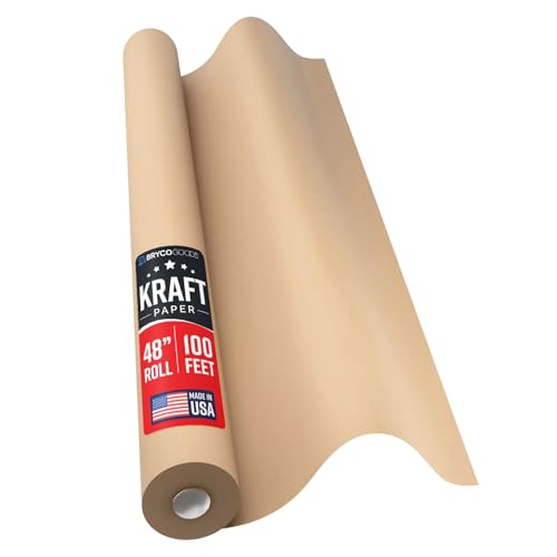 Bryco Goods 48 x 100 (1200) Brown Kraft Paper Roll - USA Made - Versatile for Different Arts and Crafts Projects - Pin Up Your Work Or School Notes - Create Vision Board for Your Bedroom
