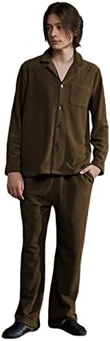 Amazon パジャマ メンズ 冬 フリース 長袖 上下 あったか 保温 厚手 前開き 衿付き ポケット付き 部屋着 寝間着 もこもこ ふんわり 無地 シンプル 着やすい ルームウェア ナイトウェア 紳士 おしゃれ パジャマ 通販