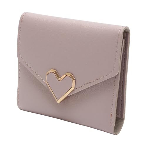 1Pcs Money Wallet 3-Fold Heart-Shaped Card Holder PU Leather Purple 11.5x9cm2