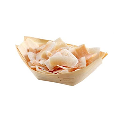 KOMBIUDA 50 Pack Wooden Serving Boats Natural Birch Disposable Snack Trays for Events Picnics and Celebrations