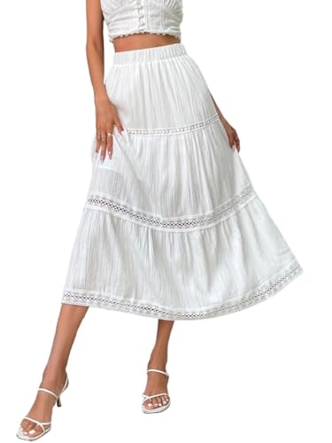 Women's Flowy Trendy Skirt High Waist Ruffle Hem Skirt