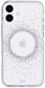 tech21 Evo Sparkle MagSafe Case for iPhone 16 Plus, Clear/Silver