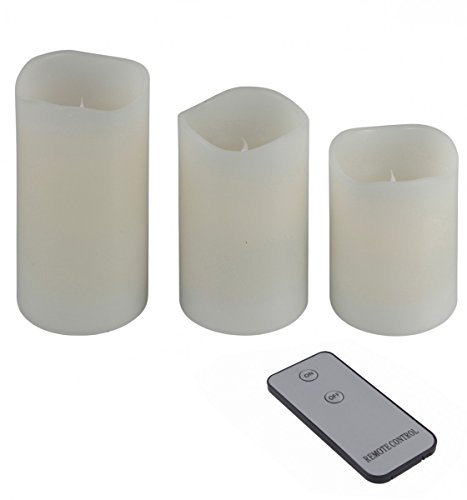 GDWorld 3-er Set LED Farbwechsel Echtwachs-Kerzen mit Fernbedienung