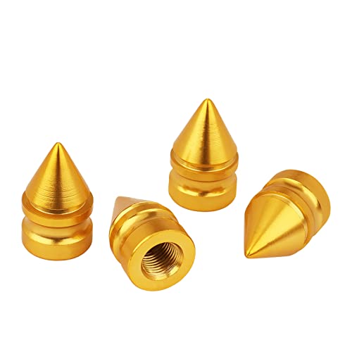 TOYMIS 4 Piezas Tapones Rueda Coche, Tapas de Vástago de Válvula de Aleación de Aluminio Tapones Valvula Coche Tire Valve Cap a Prueba de Aire para SUV Camiones Motocicletas Bicicletas(Dorado) Cover