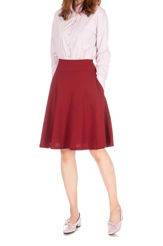 Dani's Choice High-Waisted Cotton Blend Skirt with Pockets - Knee Length A-line Flare for Business and Casual Wear4