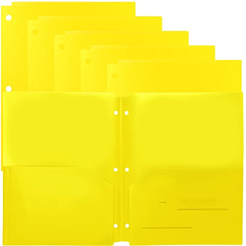 Dossiers à deux poches en plastique Youngever jaune pour organiser vos cours et vos projets de tri