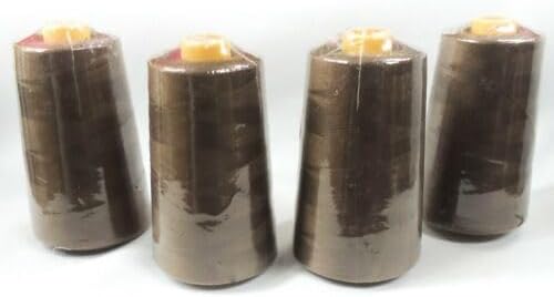 4 Cones of Polyester Threads for Sewing Quilting Serger Brown Fabric