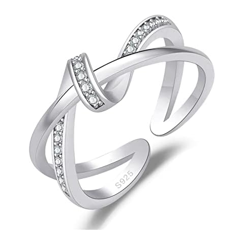 Silver Rings for Women 925 Sterling Silver Plated Thumb Rings Silver Rings for Women 925 Adjustable Rings for Women Simple Rings Women Twist Ring sterling silver womens rings with Jewellery Box Cover