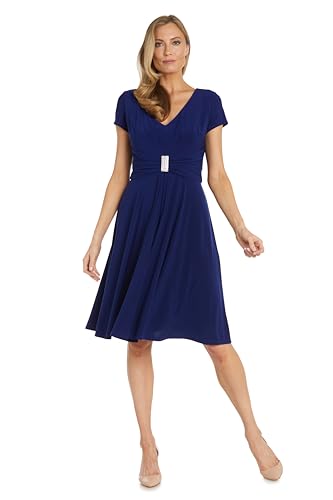 Image of R&M Richards Women's Metallic Foil Print Bodycon Dress W /Draped Capelet - Knee-Length Cocktail Party Outfit