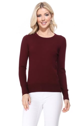 Image of YEMAK Women's Knit Sweater Pullover - Long Sleeve Crewneck Basic Classic Casual Knitted Soft Lightweight T-Shirt Top