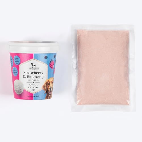Image of HUFT Strawberry & Blueberry Dog Ice Cream Mix - 40 gm (Pack of 5) | Natural Treats with Prebiotics for Dogs | Easy to Prepare Frozen Dessert | Healthy Snack for All Life Stages & Breeds Dogs