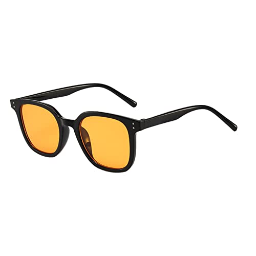QUINTRA Sonnenbrillen Damen Sonnenbrillen Retro Rechteck Brillen Vintage Brillen Herren Sonnenbrille Runde Gläser (Orange, One Size)
