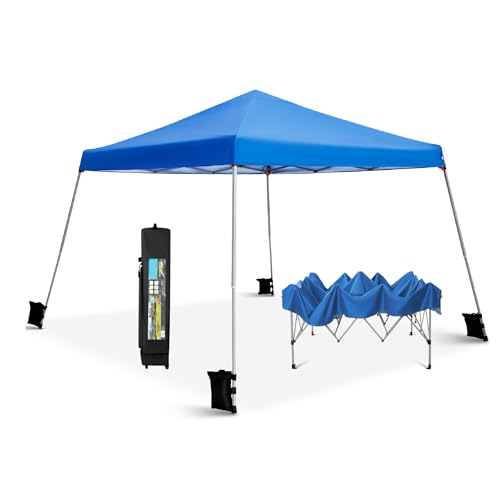 PHI VILLA 12x12 Slant Leg UV Block Sun Shade Canopy with Hardware Kits, Shade for Patio Outdoor Garden Events, Blue