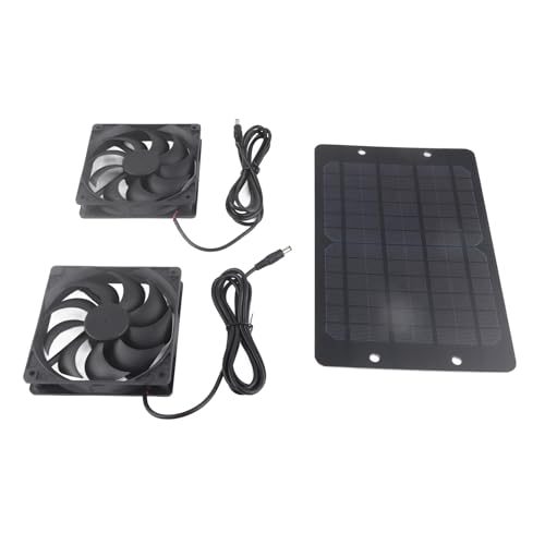 Ladieshow Ventilador Solar Exterior, 10W 800MA Kit de Ventilador de Panel Solar Extractor Solar de Aire de Doble, para Invernadero Cobertizos, Gallineros de Corral, el Ático del Hogar, Negro