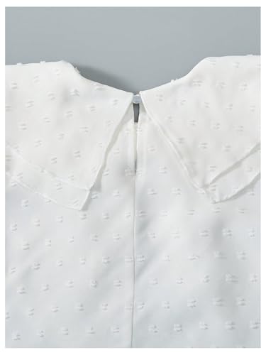 SweatyRocks Girl's Ruffle Long Sleeve Collar Spring Top Swiss Dots Bow Blouse Shirts4