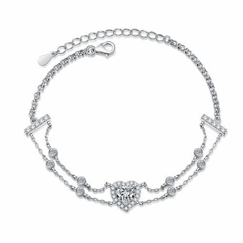 Bracelet Moissanite femme StarGems argent 925 ajustable chaîne 16+5cm