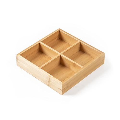 トレー お盆 竹製 滑らないトレー 天然竹 小物入れ 北欧 トレイ カフェトレー コースター 茶托 ティートレー 前菜プレート ランチョン お膳 お茶 食事用 4グリッド
