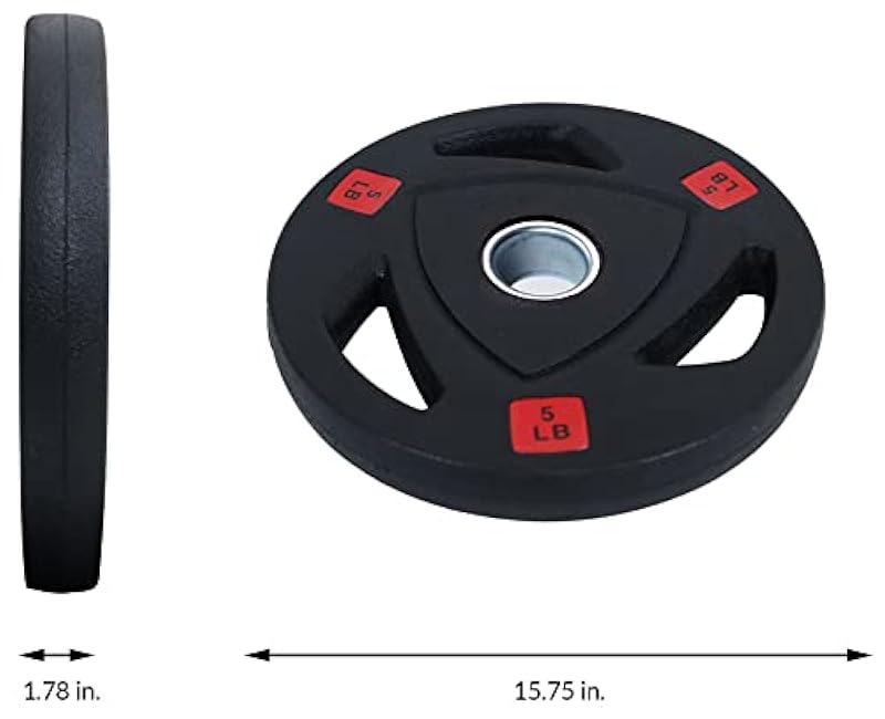 Signature Fitness Vinyl Coated Cast Iron Plate Weight Plate for Strength Training and Weightlifting, Standard or Olympic, Multiple Sizes