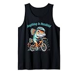 ¡Todo es posible! ¡Peces montando en bicicleta! Camiseta sin Mangas
