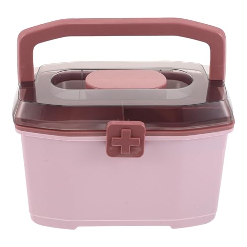 Sewroro Boîte à Pharmacie Familiale Portable avec Poignée Compartiments Multiples Plastique Anti-Poussière Organiseur de Remède Compact pour Maison Bureau et Voyages Trousse de