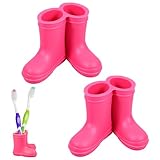 2Pcs Cute Rainboot Toothbrush Holder with Drain Hole, 2...