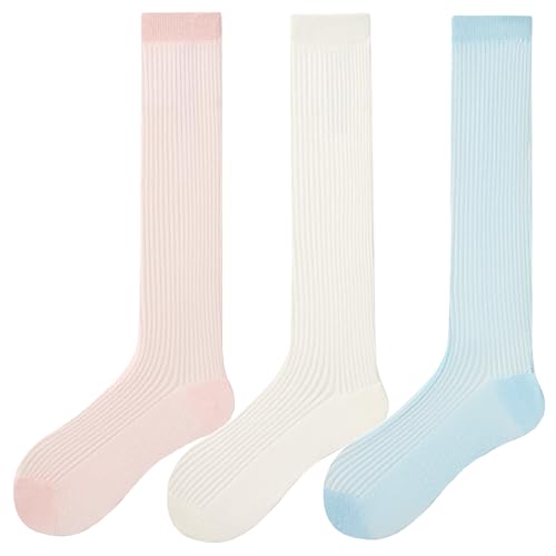 Ultra-Thin Girly Loose Spring Summer Calf Socks Ribbed Knee High Ballet Hollow Out Slouch Style