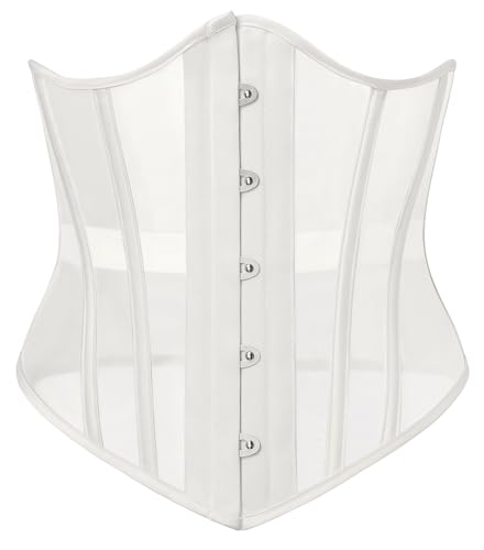 Scarlet Darkness Corset Belt for Women Renaissance Underbust Corset Mesh Wide Waist Belt White Size 12