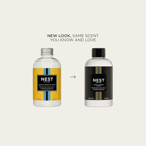 Image of NEST New York Reed Diffuser Liquid Refill, Amalfi Lemon & Mint - 5.9 fl oz - Fragrance for Up to 90 Days - Flame Free