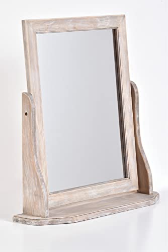 Innova Editions Bella Dressing Table Mirror - Driftwood - 46x47cm - Wooden Tabletop Mirror, 47L x 46W cm - Image 2