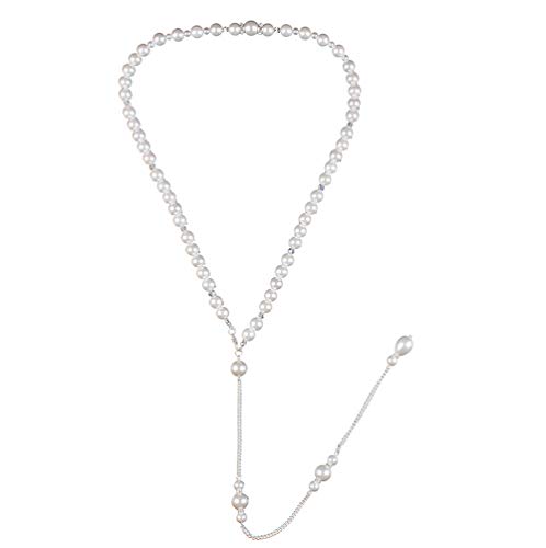 1Pcs White Elegant Pearl Backdrop Necklace Sexy Tassel Pendant Back Chain Body Decoration Chain For Women Girls Backless Off-Shoulder Dressing #TOP1