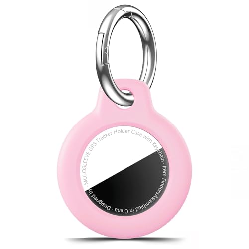 Image of MOLOSLEEVE Case for AirTag 2nd Gen (2026) & 1st Gen, Shockproof Holder Anti-Scratch Protective Cover for Air Tags, Men's Women's Keyrings & Keychains for Keys, Luggage, Bags, Blossom Pink