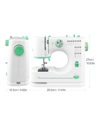 Sewing Machine With 16 Stitches, Mini Electric Multifunctional Sewing Machine With Extension Table, Double Needle 2 Speed 2 Thread, Reverse Stitch, compact Size for Beginners