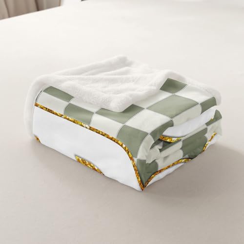 Image of Erosebridal Sage Green Checkered Fuzzy Plush Throw Plaid Initial B Fleece Blanket Personalized Monogram Sherpa Blanket for Kids Boys Girls,Fashion Grids Gingham Decor for Bed Couch 40 inchx50 inch