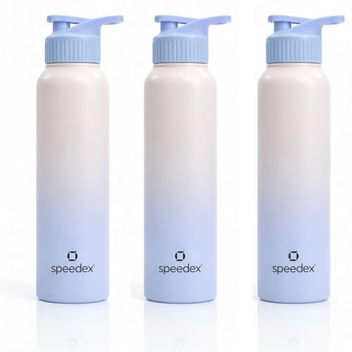 Image of Speedex Stainless Steel Metal Water Bottle 1 Ltr 1000 ml, BIS Approved, Leak Proof Sipper Cap Bottle for Office, School, Gym, Travel, Daily Use for Men, Women, Kids, Adults, Pink Blue, Set of 3