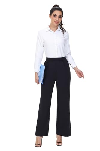Dress Pants Women Wide Leg Work Business Casual Trousers with Pockets Yoga Travel Sweatpants Stretchy Office Slacks4