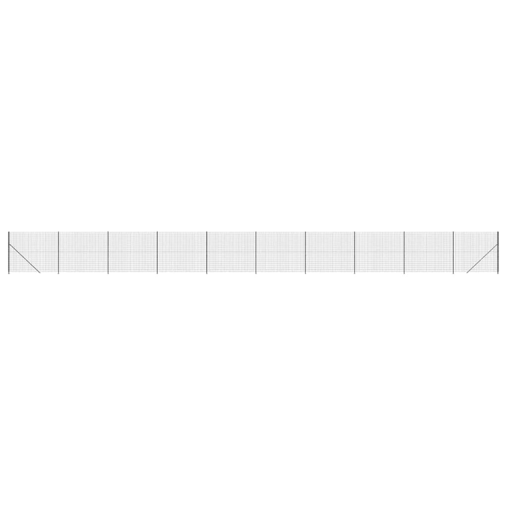 Wire Mesh Fence with Flange Anthracite 1. 6x25 m, Heavy-Duty Galvanised Steel Security Barrier, PVC Coated Anti-Rust Outdoor Animal Enclosure, Interlocking Flexible Fencing Garden Property Boundary