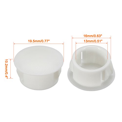 Image of uxcell Hold Plugs,20 pcs 16mm x 10.2mm White Nylon Round Snap Locking Panel Hole Cover
