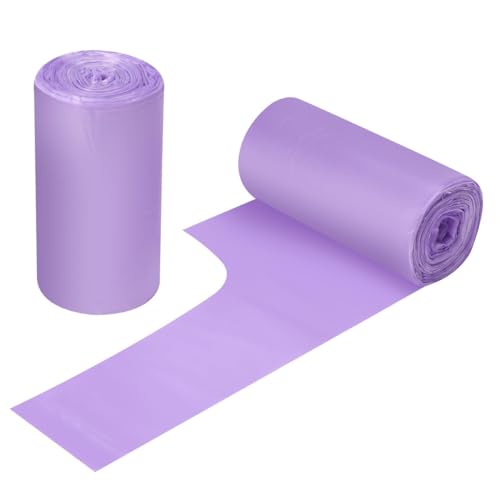 2 rollos de bolsas de basura pequeñas – 60 bolsas de basura resistentes de 12 – 15 litros para el hogar, oficina, cocina, baño y habitación infantil (morado)