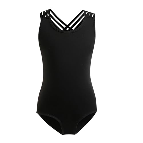 Generisch Maillot de gimnasia para niña, 1 pieza, color liso, ropa de baile, camisa de invierno, gris oscuro, 8-9 años