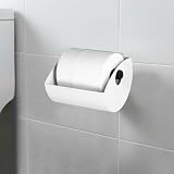 Cat Proof Toilet Paper Cover – Metal Anti Cat Toilet Roll Protector Guard, Pet Resistant Toilet Paper Shield Fits Regular & Double Rolls, Prevents Cats from Pulling & Shredding Tissue, White