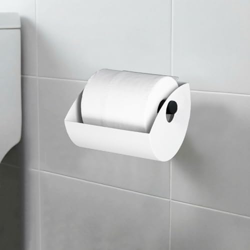 Cat Proof Toilet Paper Cover Metal Anti Cat Toilet Roll Protector Guard Pet Resistant Toilet Paper Shield Fits Regular & Double Rolls Prevents Cats from Pulling & Shredding Tissue White
