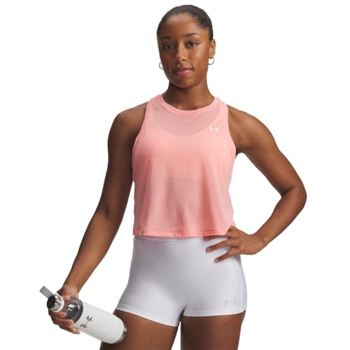 Under Armour Womens Tech Sport Mesh Cropped Tank Top, (603) Posh Pink / / White, M