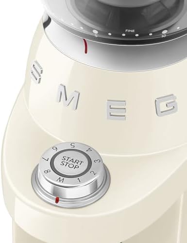 SMEG CGF03 Burr Coffee Grinder, Electric Conical Burr Grinder with 15 Grind Settings, 8 Presets, 240g Bean Hopper, Espresso, Moka & Drip Coffee Grinder, 50’s Retro Style (Cream) - 4