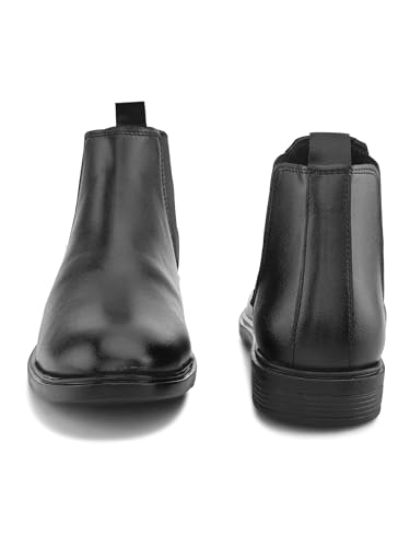 Image of STANPHORD Men's Chelsea Boot | Synthetic Leather | Slip-On | Cushioned Insole | Casual Wear | Black | Brown | 36052126