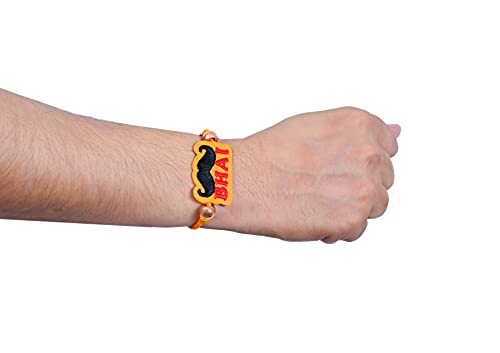 Image of MASQ by Q-One Designer Rakhi Combo Set with Roli Chawal & Moli for Men (Pack of 3) | Embroidered Handcrafted Raksha Bandhan Bracelet for Brother
