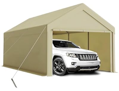 Carport 10x20ft Heavy Duty Canopy Storage Shed,Portable Garage Party Tent,Portable Garage with Removable Sidewalls & Doors All-Season Tarp for Car,Truck,Party SNC24# (W/BG)